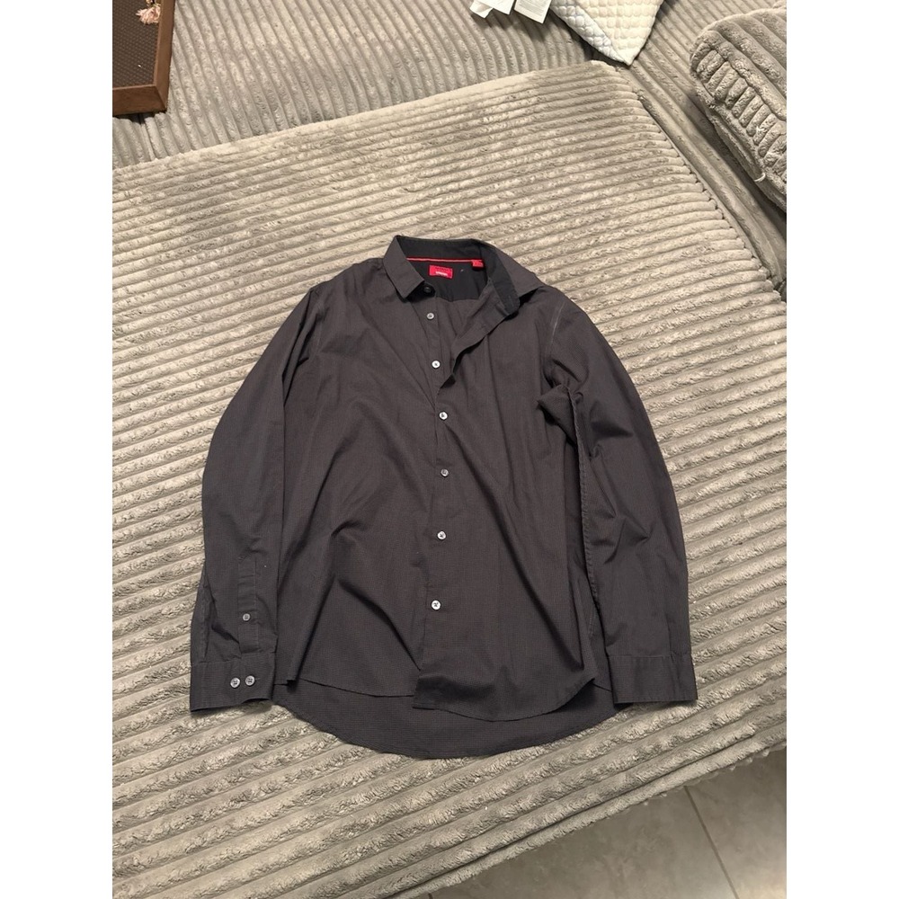 Alfani Mens Slim Fit Stretch Micro-Check Button Up Long Sleeve Shirt